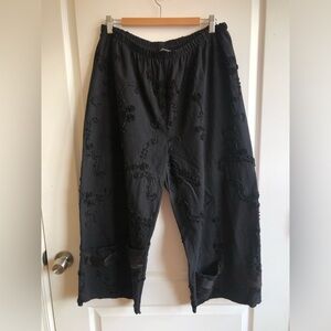 NOBLU Wide Leg Black Lagenlook Pants Size XL 100% cotton Artsy Indie